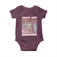 Tummy Ache Survivor Baby Onesie Funny Cute Cat Meme - Wonder Print Shop