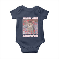 Tummy Ache Survivor Baby Onesie Funny Cute Cat Meme - Wonder Print Shop