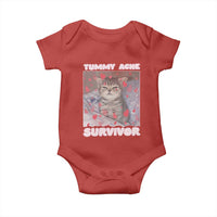 Tummy Ache Survivor Baby Onesie Funny Cute Cat Meme - Wonder Print Shop