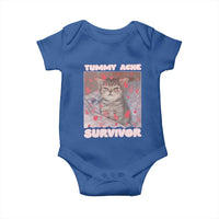 Tummy Ache Survivor Baby Onesie Funny Cute Cat Meme - Wonder Print Shop