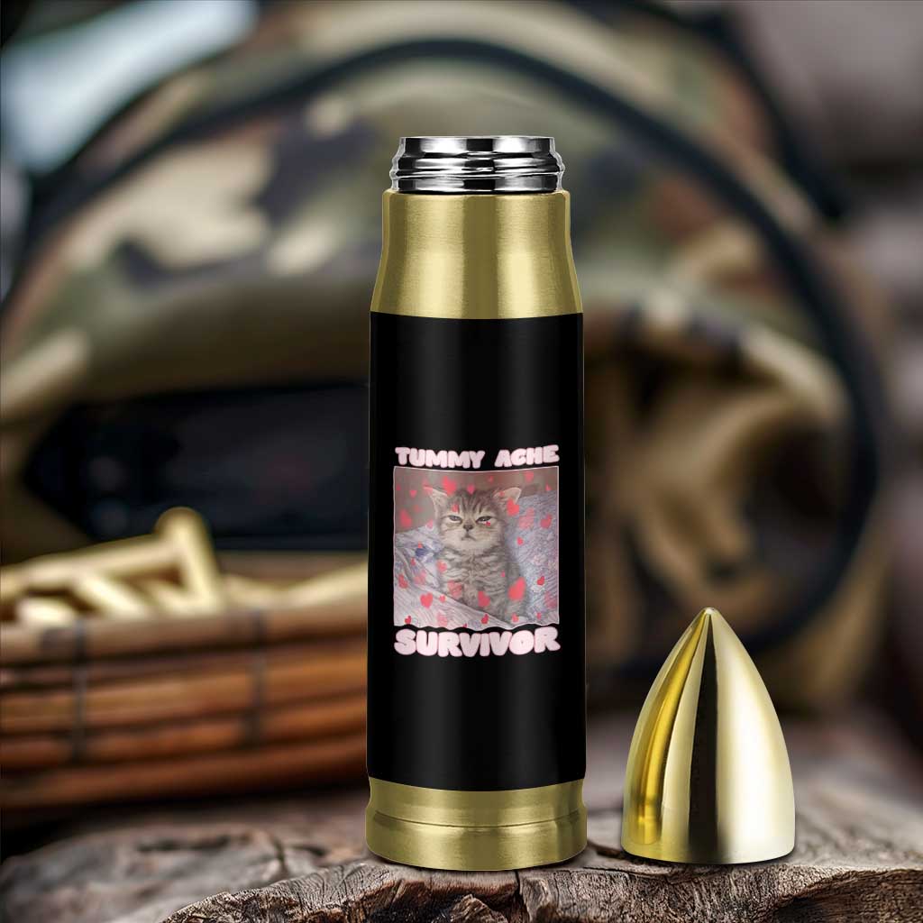 Tummy Ache Survivor Bullet Tumbler Funny Cute Cat Meme - Wonder Print Shop