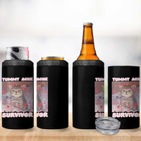 Tummy Ache Survivor 4 in 1 Can Cooler Tumbler Funny Cute Cat Meme - Wonder Print Shop
