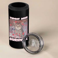 Tummy Ache Survivor 4 in 1 Can Cooler Tumbler Funny Cute Cat Meme - Wonder Print Shop