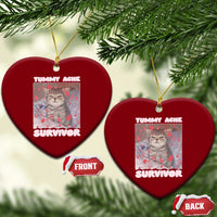 Tummy Ache Survivor Ceramic Ornament Funny Cute Cat Meme - Wonder Print Shop