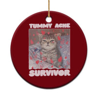 Tummy Ache Survivor Ceramic Ornament Funny Cute Cat Meme - Wonder Print Shop