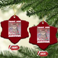 Tummy Ache Survivor Ceramic Ornament Funny Cute Cat Meme - Wonder Print Shop