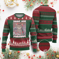 Tummy Ache Survivor Ugly Christmas Sweater Funny Cute Cat Meme - Wonder Print Shop