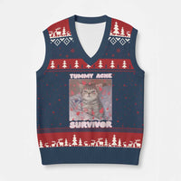 Tummy Ache Survivor V-Neck Knit Sweater Vest Funny Cute Cat Meme - Wonder Print Shop
