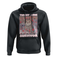 Tummy Ache Survivor Hoodie Funny Cute Cat Meme - Wonder Print Shop