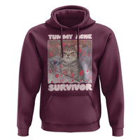 Tummy Ache Survivor Hoodie Funny Cute Cat Meme - Wonder Print Shop