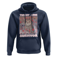 Tummy Ache Survivor Hoodie Funny Cute Cat Meme - Wonder Print Shop