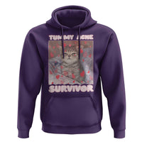 Tummy Ache Survivor Hoodie Funny Cute Cat Meme - Wonder Print Shop