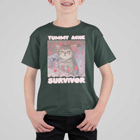 Tummy Ache Survivor T Shirt For Kid Funny Cute Cat Meme - Wonder Print Shop