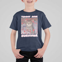Tummy Ache Survivor T Shirt For Kid Funny Cute Cat Meme - Wonder Print Shop