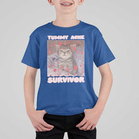 Tummy Ache Survivor T Shirt For Kid Funny Cute Cat Meme - Wonder Print Shop