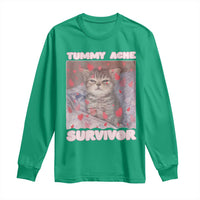 Tummy Ache Survivor Long Sleeve Shirt Funny Cute Cat Meme - Wonder Print Shop