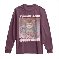 Tummy Ache Survivor Long Sleeve Shirt Funny Cute Cat Meme - Wonder Print Shop
