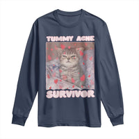 Tummy Ache Survivor Long Sleeve Shirt Funny Cute Cat Meme - Wonder Print Shop