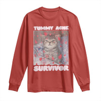 Tummy Ache Survivor Long Sleeve Shirt Funny Cute Cat Meme - Wonder Print Shop