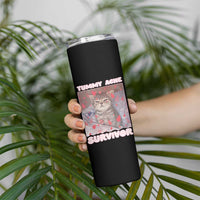 Tummy Ache Survivor Skinny Tumbler Funny Cute Cat Meme - Wonder Print Shop