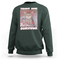 Tummy Ache Survivor Sweatshirt Funny Cute Cat Meme - Wonder Print Shop
