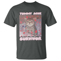 Tummy Ache Survivor T Shirt Funny Cute Cat Meme - Wonder Print Shop