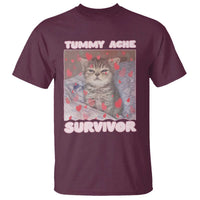 Tummy Ache Survivor T Shirt Funny Cute Cat Meme - Wonder Print Shop