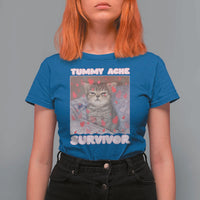 Tummy Ache Survivor T Shirt For Women Funny Cute Cat Meme - Wonder Print Shop