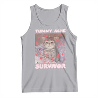 Tummy Ache Survivor Tank Top Funny Cute Cat Meme - Wonder Print Shop