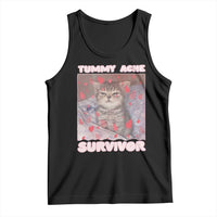 Tummy Ache Survivor Tank Top Funny Cute Cat Meme - Wonder Print Shop