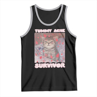 Tummy Ache Survivor Tank Top Funny Cute Cat Meme - Wonder Print Shop