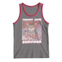 Tummy Ache Survivor Tank Top Funny Cute Cat Meme - Wonder Print Shop