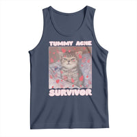 Tummy Ache Survivor Tank Top Funny Cute Cat Meme - Wonder Print Shop