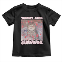 Tummy Ache Survivor Toddler T Shirt Funny Cute Cat Meme - Wonder Print Shop