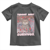 Tummy Ache Survivor Toddler T Shirt Funny Cute Cat Meme - Wonder Print Shop