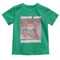 Tummy Ache Survivor Toddler T Shirt Funny Cute Cat Meme - Wonder Print Shop