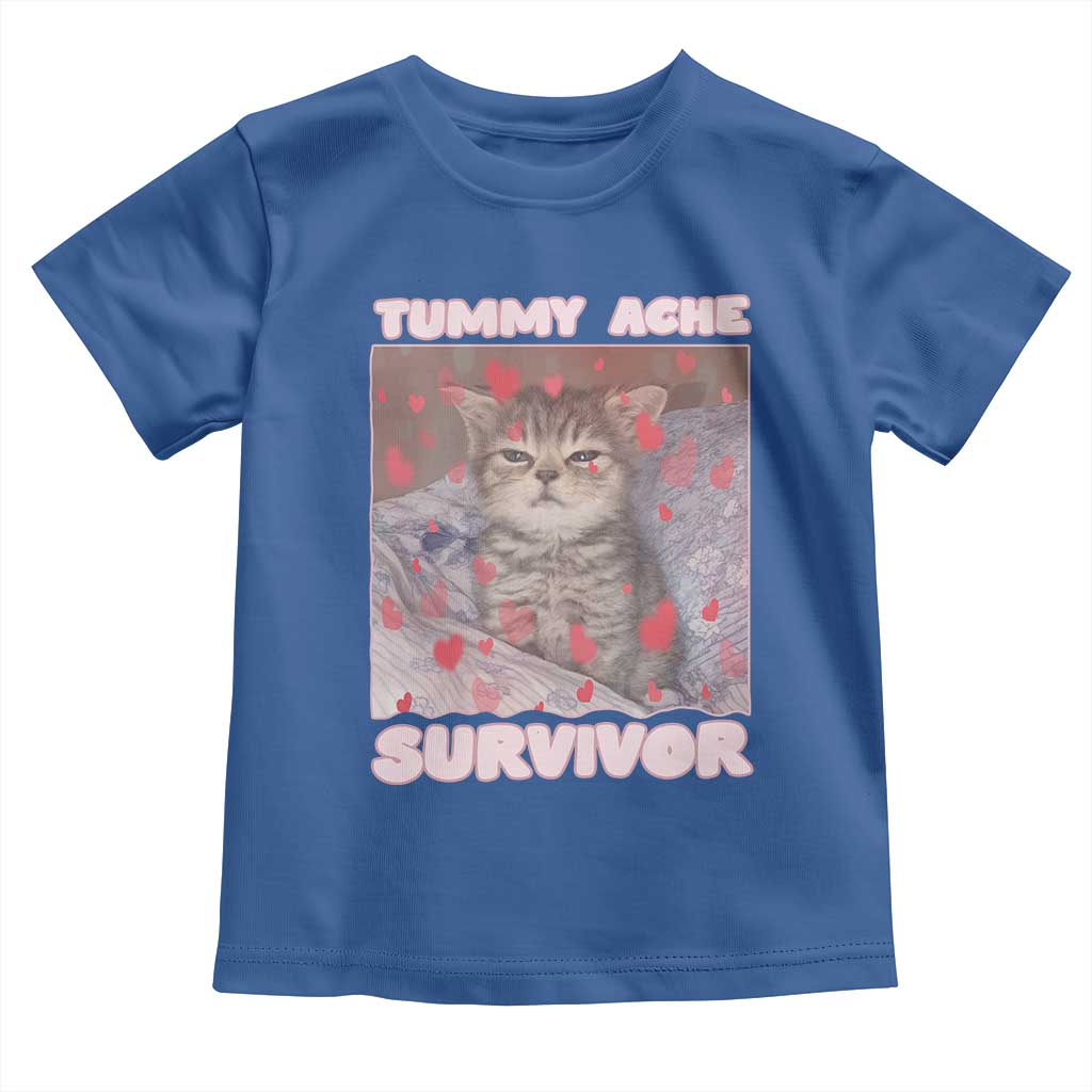 Tummy Ache Survivor Toddler T Shirt Funny Cute Cat Meme - Wonder Print Shop