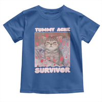 Tummy Ache Survivor Toddler T Shirt Funny Cute Cat Meme - Wonder Print Shop