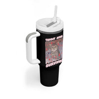Tummy Ache Survivor Tumbler With Handle Funny Cute Cat Meme - Wonder Print Shop