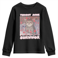 Tummy Ache Survivor Youth Sweatshirt Funny Cute Cat Meme - Wonder Print Shop