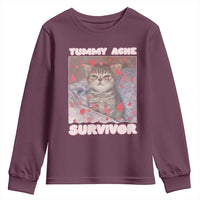 Tummy Ache Survivor Youth Sweatshirt Funny Cute Cat Meme - Wonder Print Shop