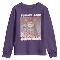Tummy Ache Survivor Youth Sweatshirt Funny Cute Cat Meme - Wonder Print Shop