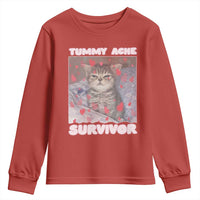 Tummy Ache Survivor Youth Sweatshirt Funny Cute Cat Meme - Wonder Print Shop