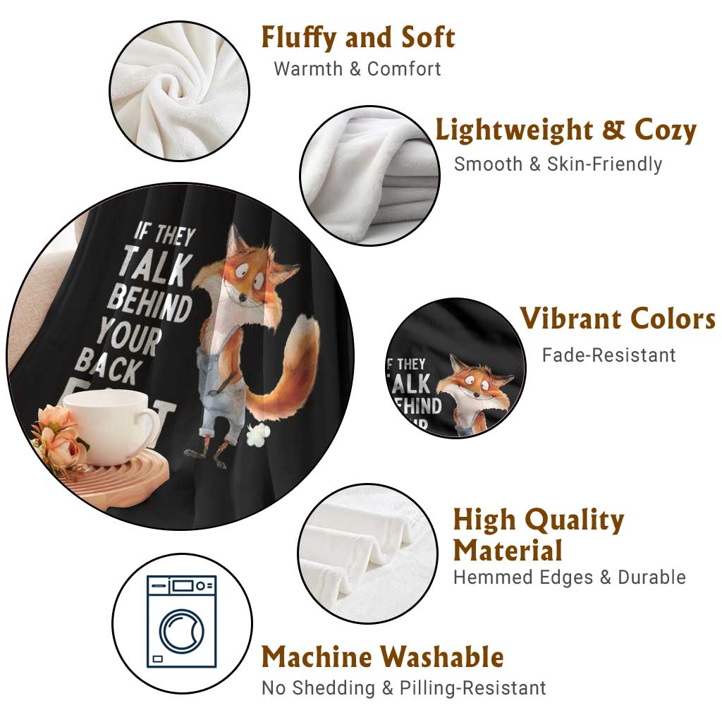 Funny Fox Meme Throw Blanket If They Talk Behind Your Back Fart  Naughty Joke - Wonder Print Shop
