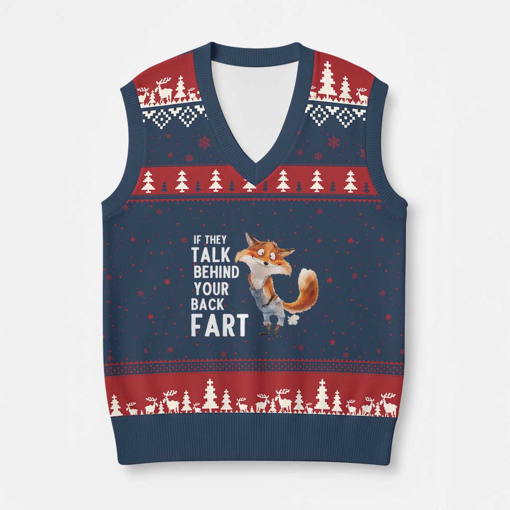 Funny Fox Meme V-Neck Knit Sweater Vest If They Talk Behind Your Back Fart  Naughty Joke - Wonder Print Shop