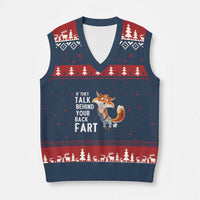 Funny Fox Meme V-Neck Knit Sweater Vest If They Talk Behind Your Back Fart  Naughty Joke - Wonder Print Shop