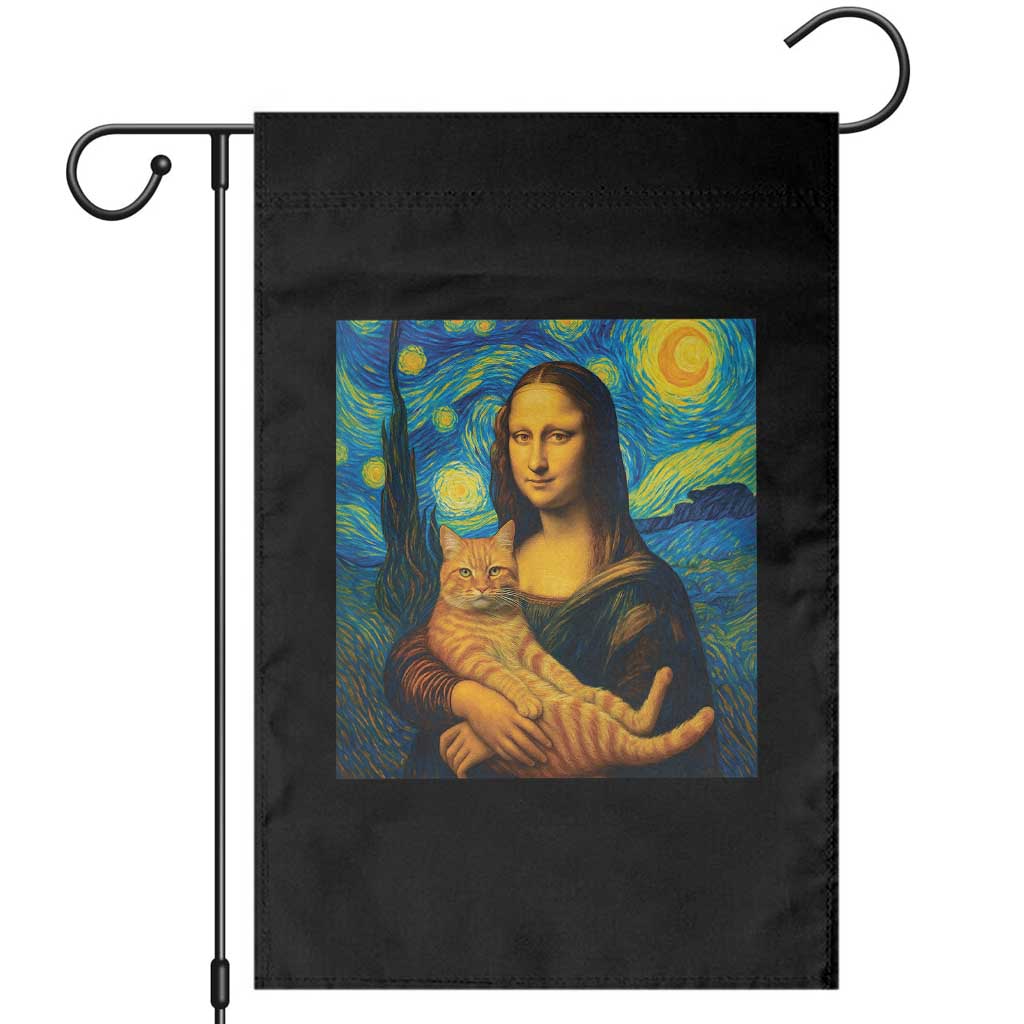 Mona Lisa Cat Starry Night Garden Flag - Wonder Print Shop