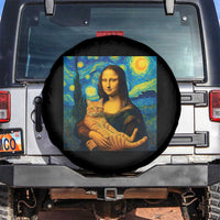 Mona Lisa Cat Starry Night Spare Tire Cover - Wonder Print Shop