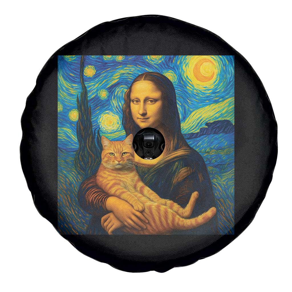 Mona Lisa Cat Starry Night Spare Tire Cover - Wonder Print Shop