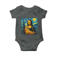 Mona Lisa Cat Starry Night Baby Onesie - Wonder Print Shop